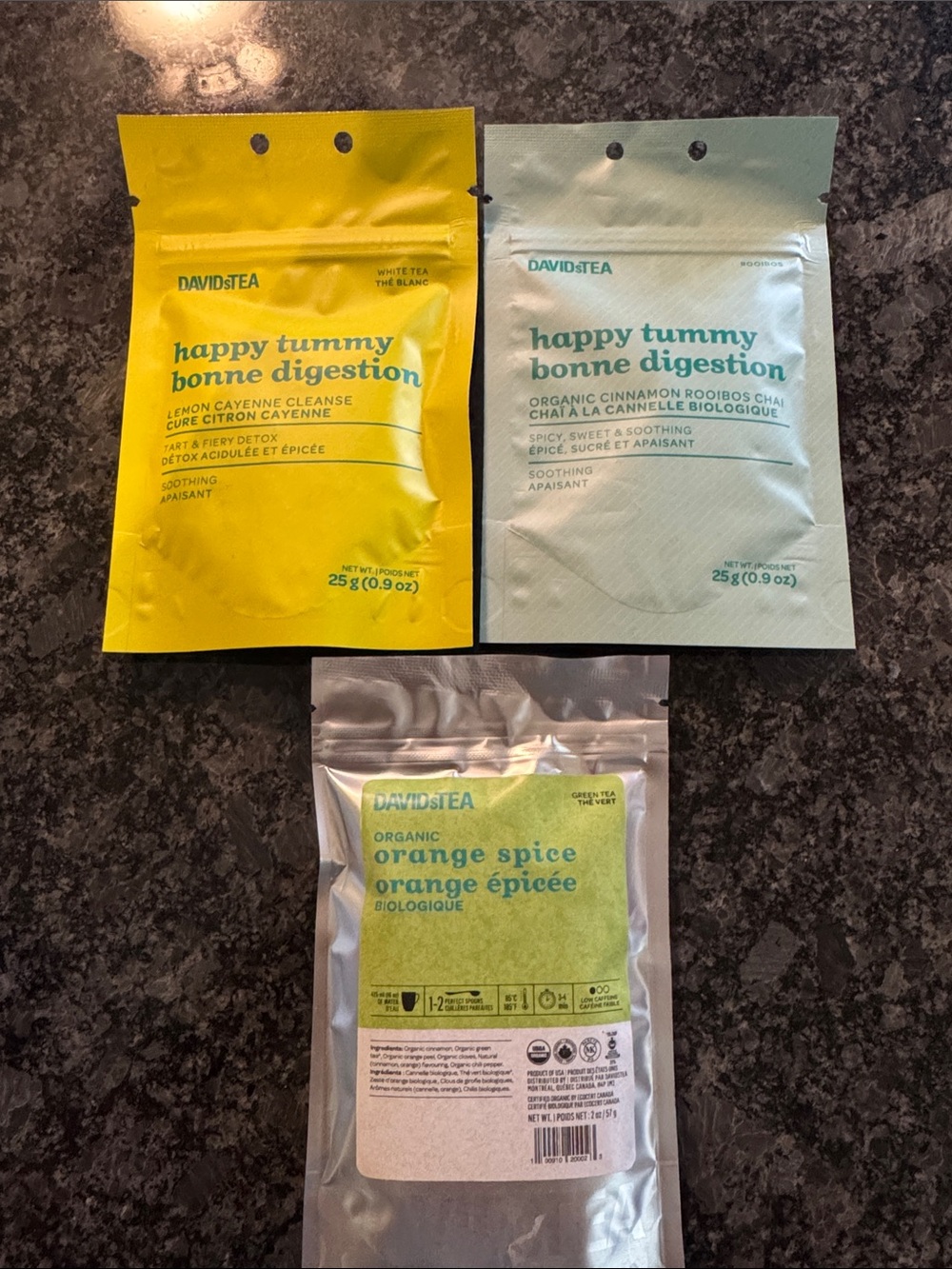 DAVID’S TEA LOT OF 3 PACKS